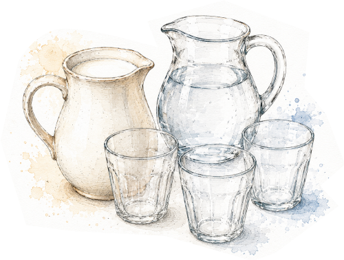 Watercolor glassware