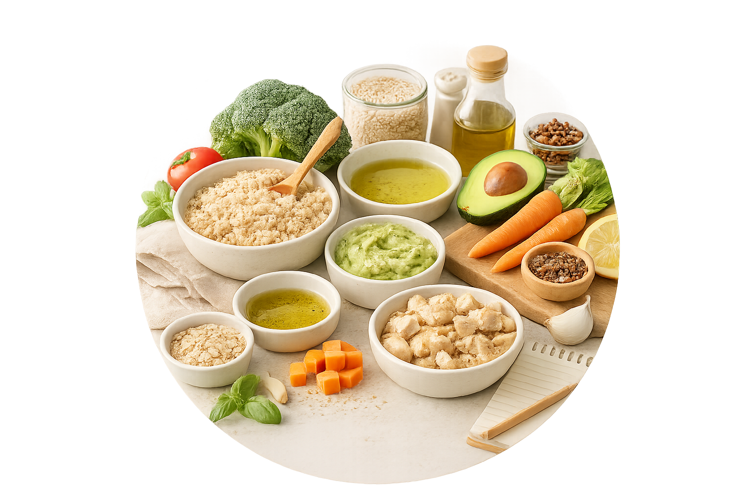 Basic plan ingredients and simple prep illustration
